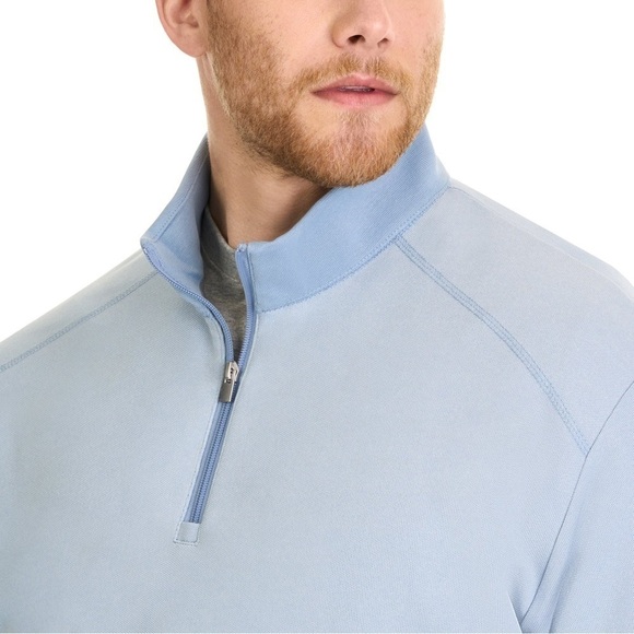 Van Heusen Essential Stain Shield Pique Quarter Zip Pullover in Ashley Blue 3XLT - Picture 2 of 11